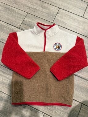H&M Kids Colorblock Fleece Jacket - Red, beige & Brown